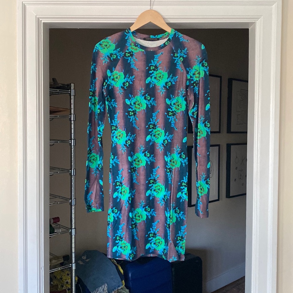 Christopher Kane Bodycon Floral Long Sleeve Mini Dress sz M